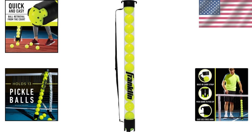 Lightweight Pickleball Picker Upper with Adjustable Strap - Stores 13 Balls