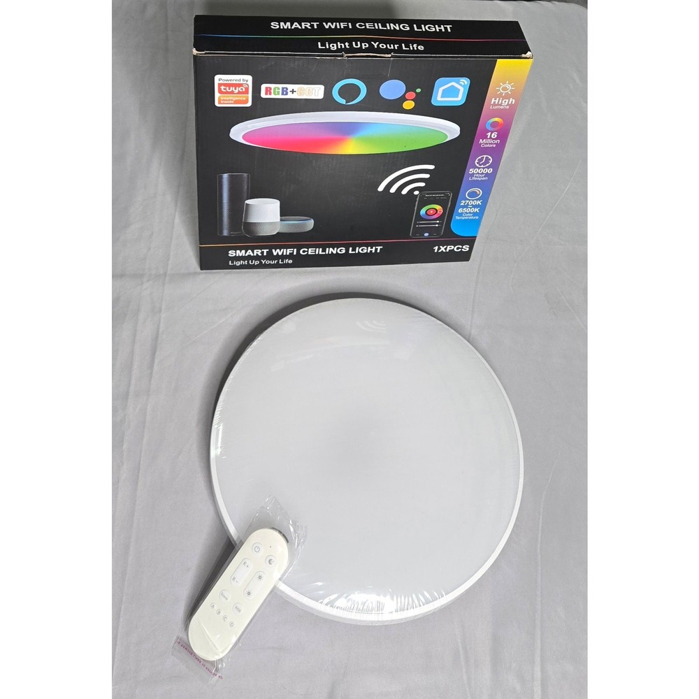 Smart WiFi LED Ceiling Light RGB+CCT Dimmable App Remote 16M Colors