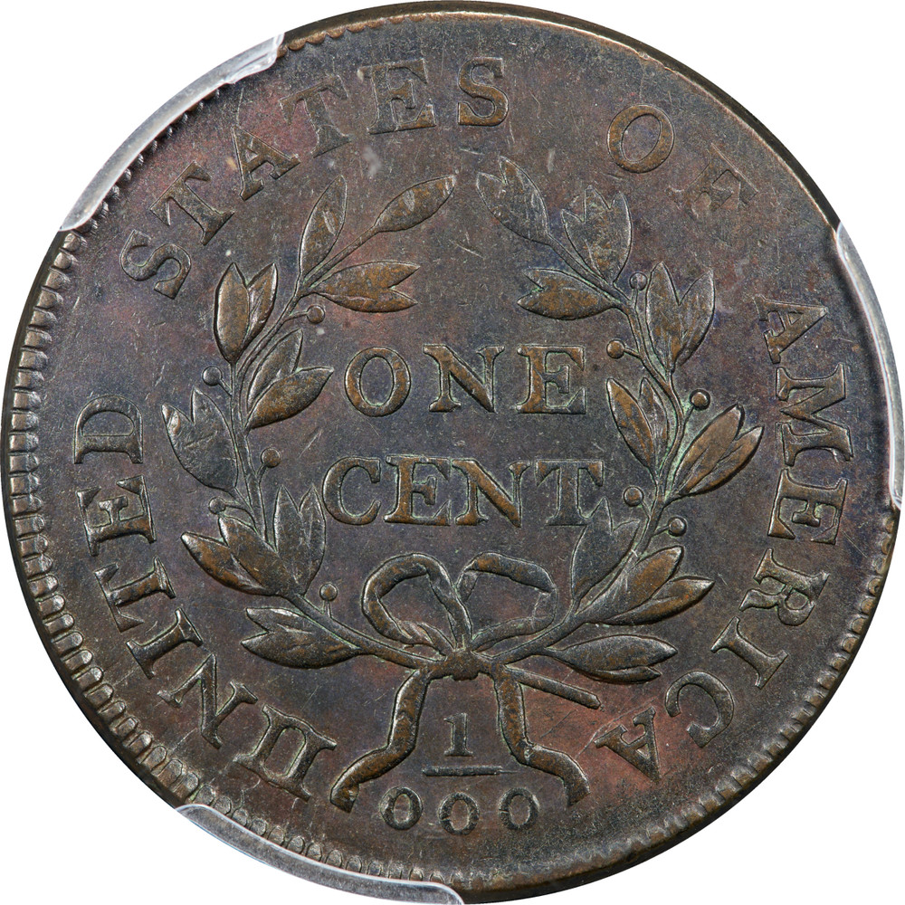 1801 Draped Bust Large Cent 1c 3 Errors Reverse PCGS XF45 BN CAC