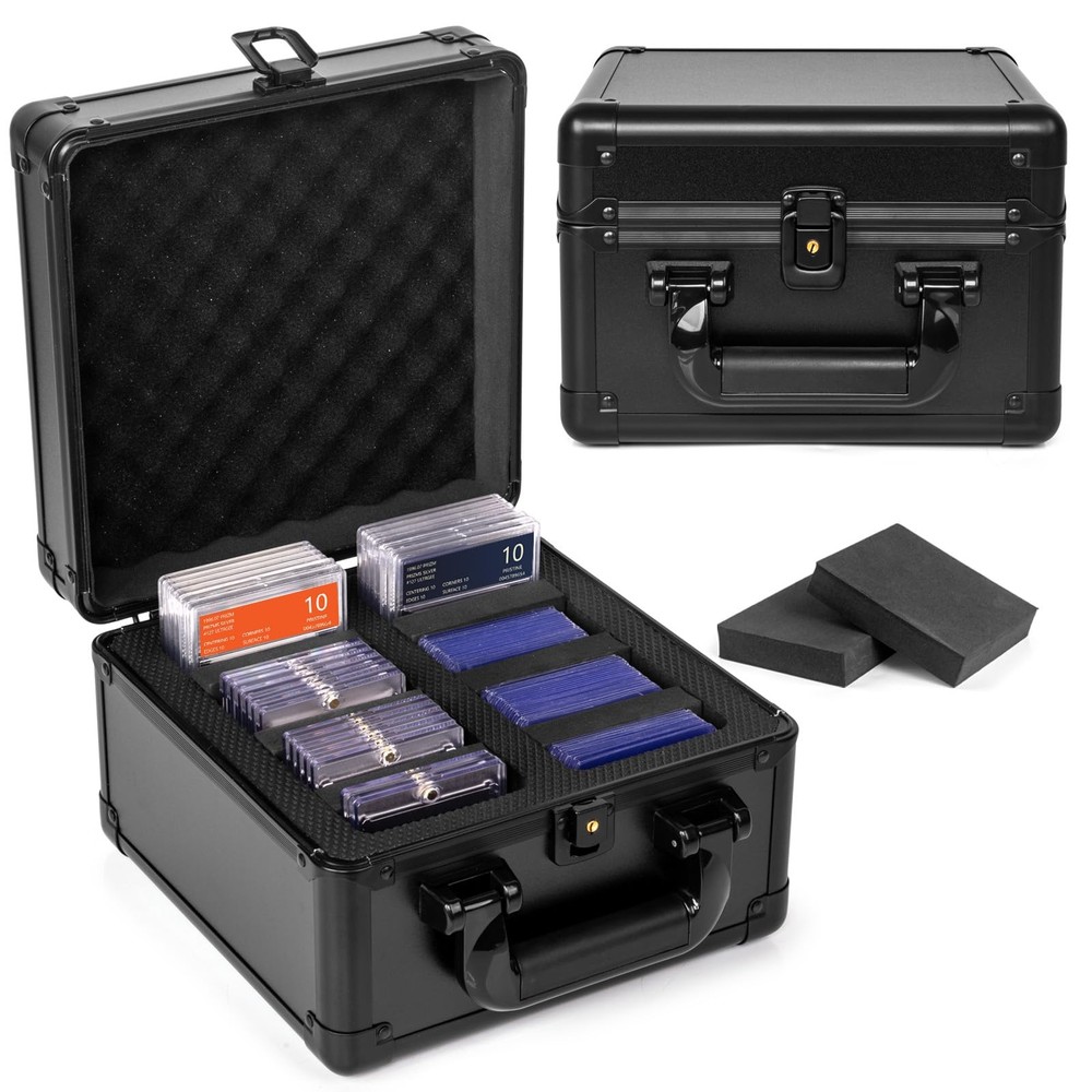ULTRGEE Top Loader Storage Box, Graded Card Boxes, 2 Row, Black