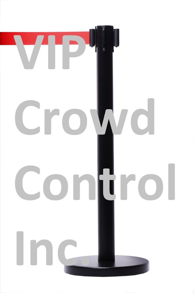 RETRACTABLE STANCHION, 6 POSTS, 36" HT BLK, 78" RED BELT, WALL BRACKET