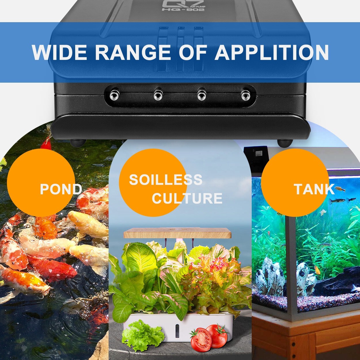 JEREPET 320GPH Aquarium Air Pump 8W Adjustable Quiet Oxygen pump with 4 Outlet