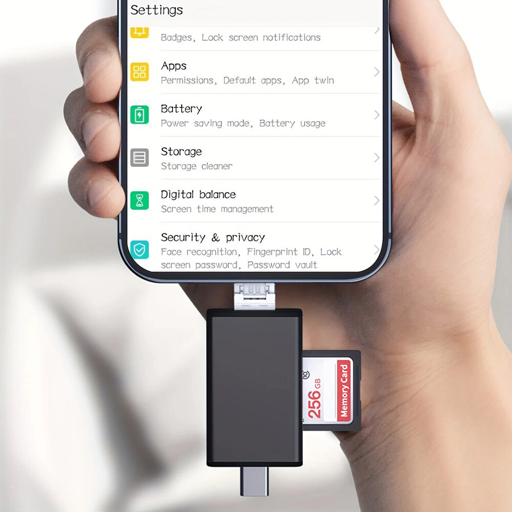 Multi-Port 4 in1 Universal SD TF Card Reader For iPhone, MacBook,Samsung Android
