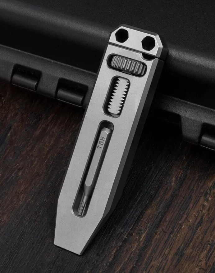 EDC Titanium Multi Tools Adjustable Wrench Pocket Pry Bar Crowbar with Bits USA