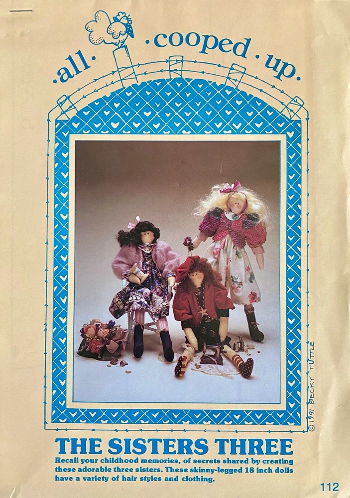 Three 18" Dolls Vintage Craft Pattern - Called "The Sisters Three"