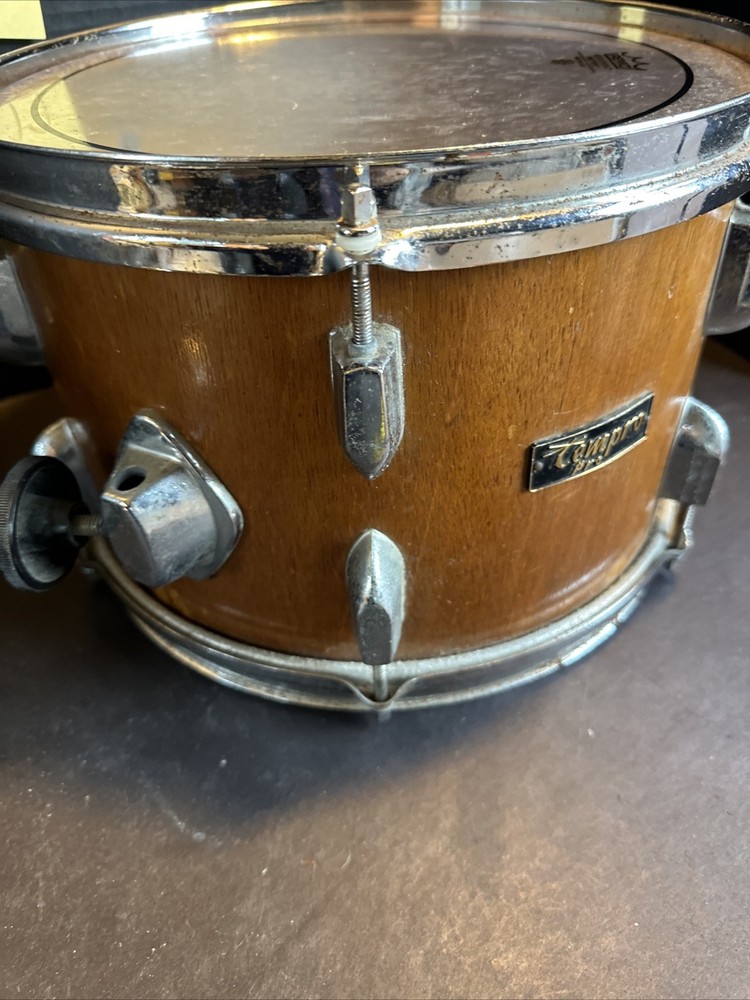 Vintage Tempro Pro Tom Drum Wood Shell Chrome Hardware #P