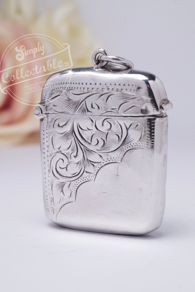 1908 Solid Sterling Silver Vesta Case - William Manton