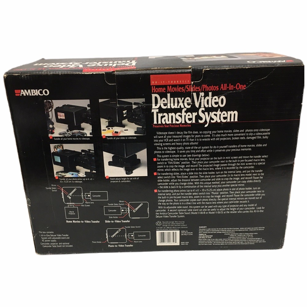 AMBICO Deluxe Video Transfer System Model No. V-0650 Do-it-yourself Untested