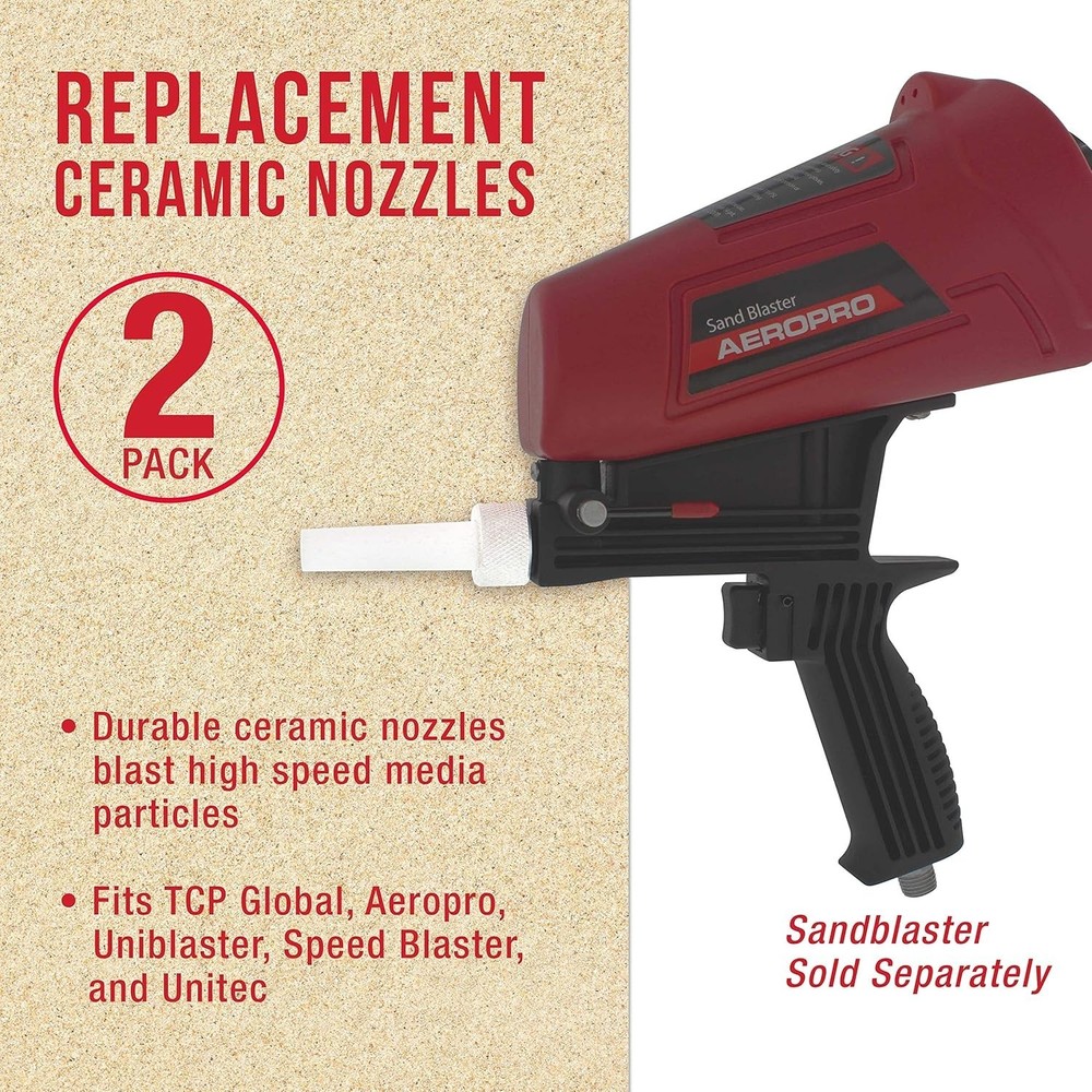 2-Pack Universal Ceramic Nozzles for Sandblasting - Fits TCP, Speedblaster & ...