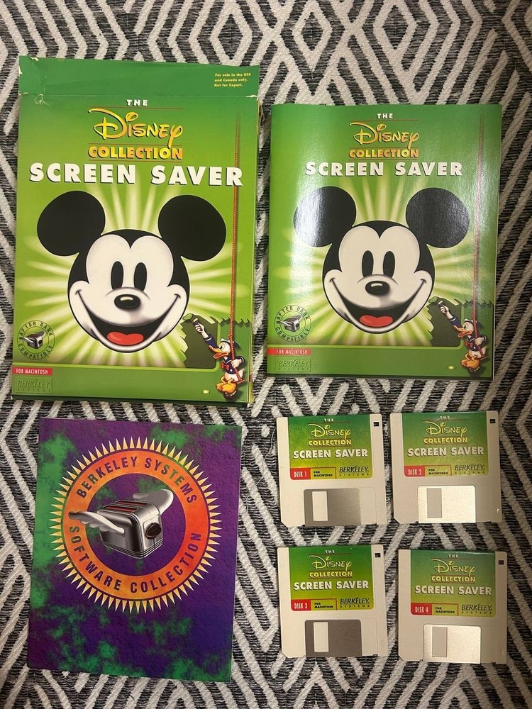 Disney Collection Screen Saver Macintosh 4-Disk Set w/ Box Berkeley Systems