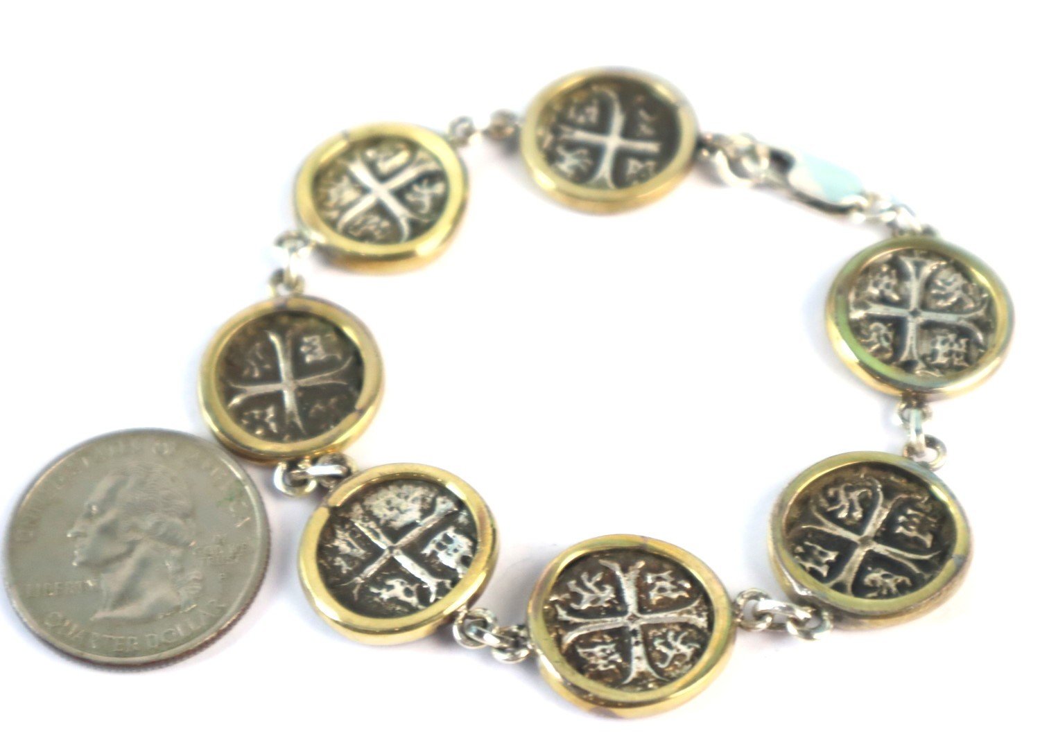 Atocha Shipwreck Colonial Pirate Coin Sterling Silver Bracelet 8"