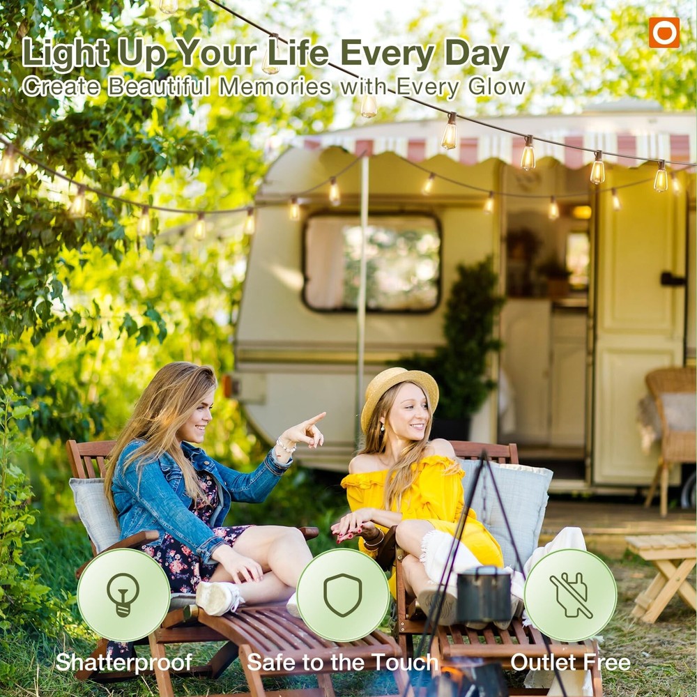 addlon 54(48+6) FT Solar String Lights Waterproof,Patio Lights Solar Powered ...