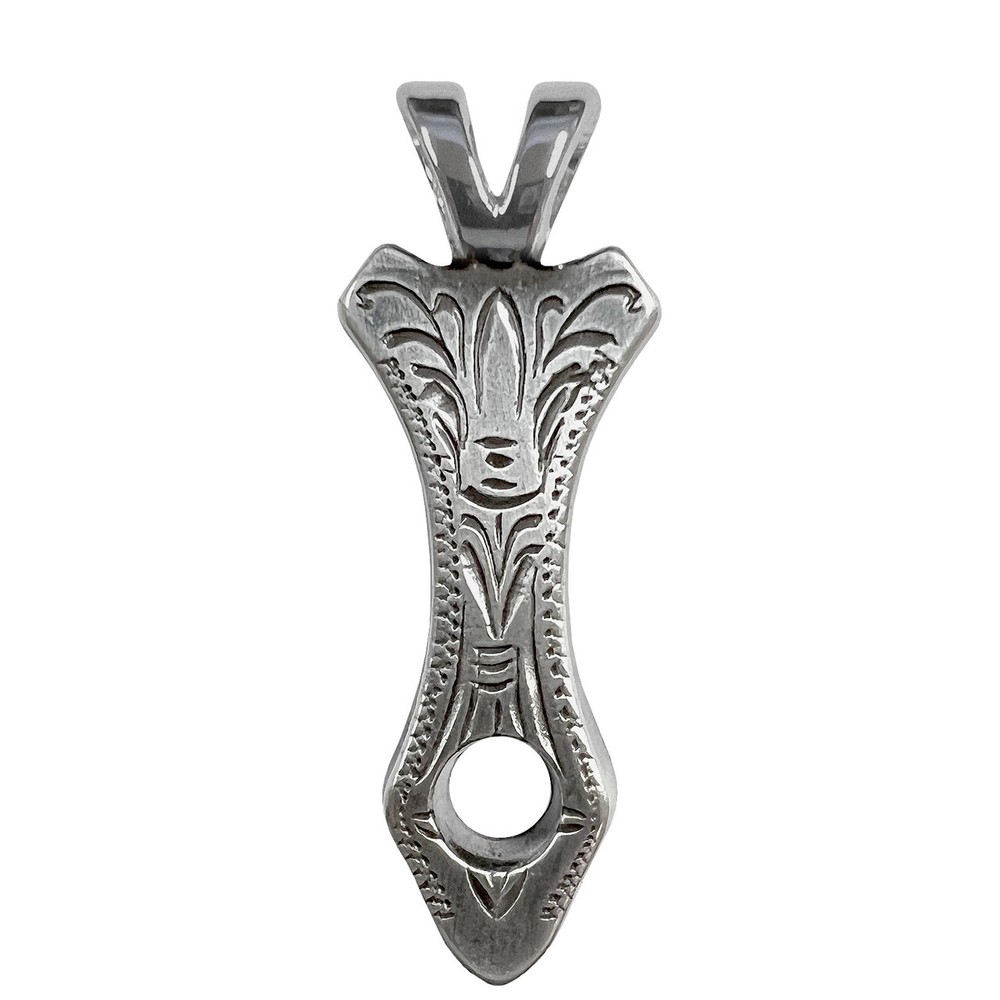 Western Antique Silver Concho Split Pendant Adapter