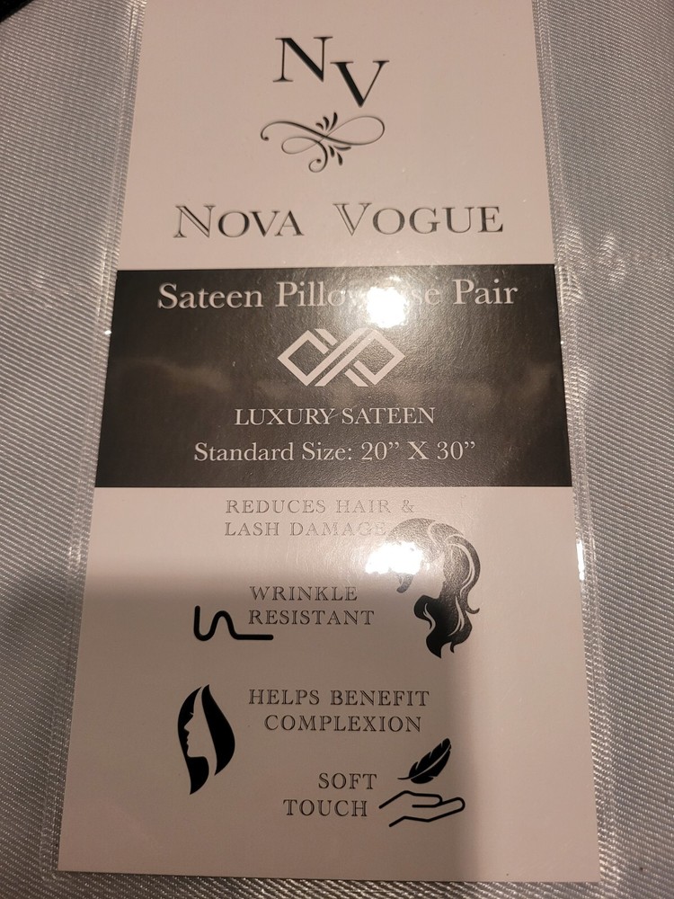 2 pcs standard sateen pillowcase by Nova Vogue (New)