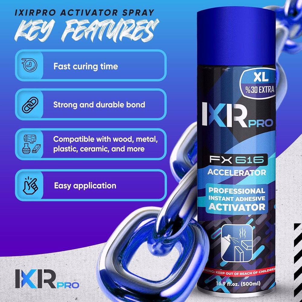 ixirpro CA Glue Activator Spray (6x16.9 oz) – Super Glue Accelerator for Bonding