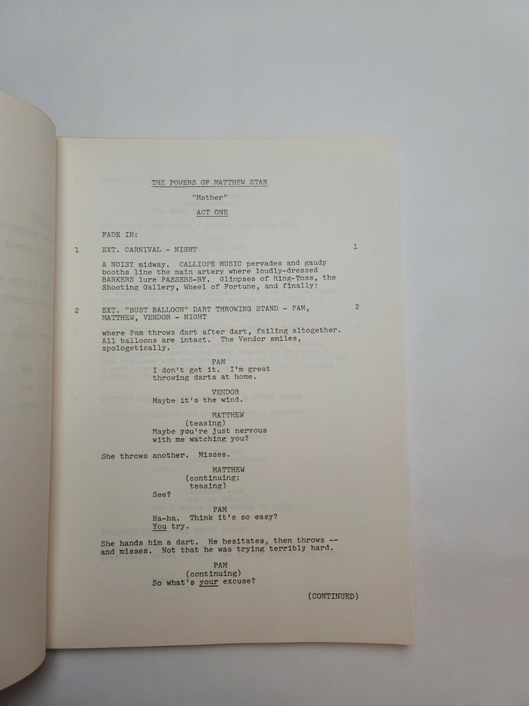 THE POWERS OF MATTHEW STAR / Walter Koenig 1982 TV Script, Peter Barton Sci-Fi