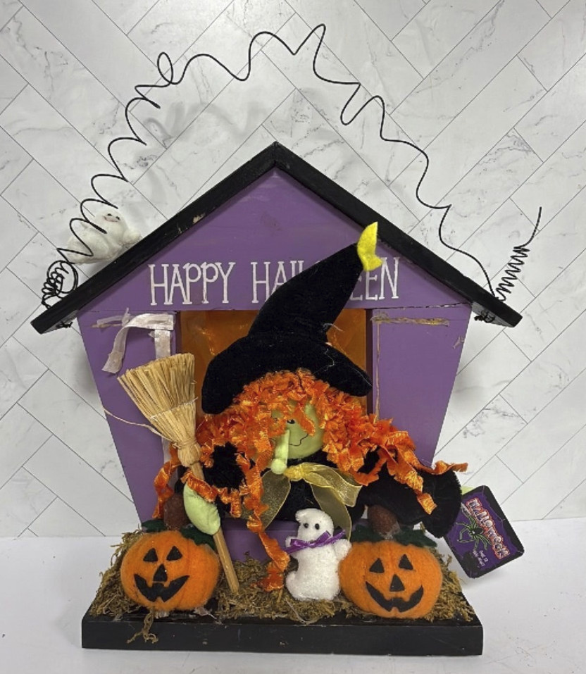 Vintage 90s Walmart Happy Halloween Witch Free Wall Free Standing Decor