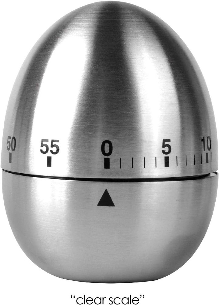 Chic Mechanical Egg Timer - Elegant 60-Minute Stainless Steel Kitchen Accessory