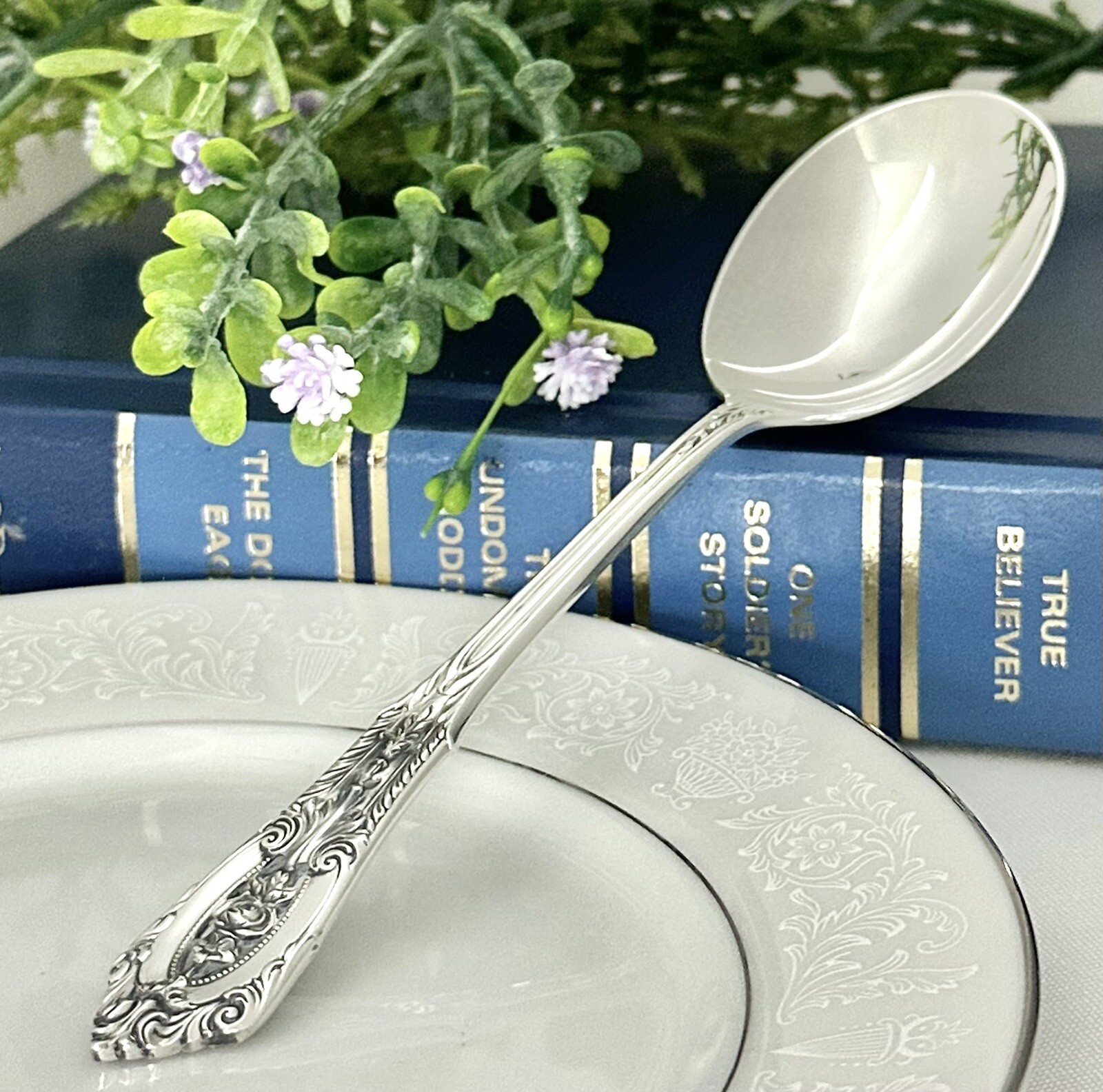 Wallace Rose Point Sterling Soup Spoon 5 7/8" Round Bowl Vintage Replacement