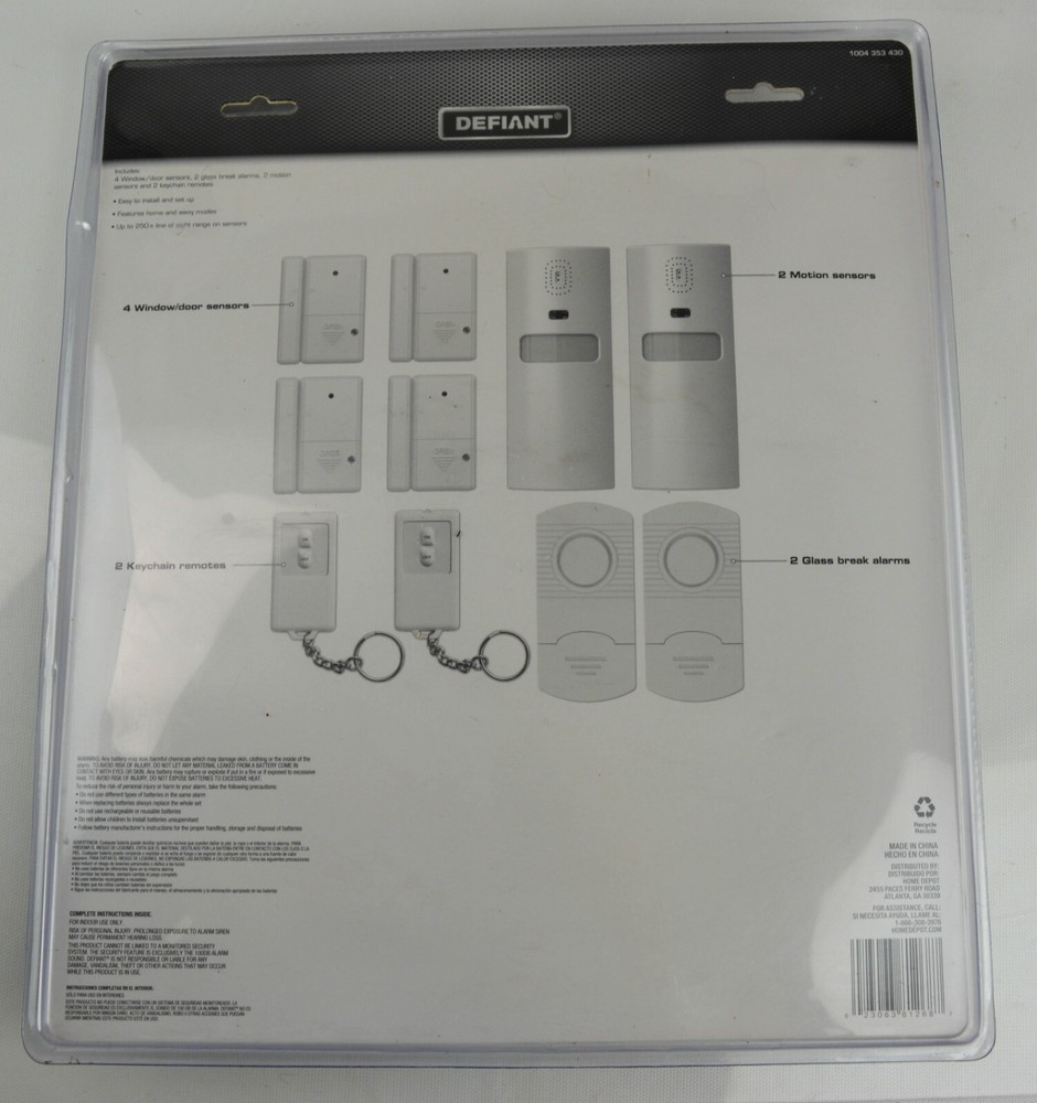 DEFIANT Wireless Home Security System 1004 353 430 Door & Window Easy Install