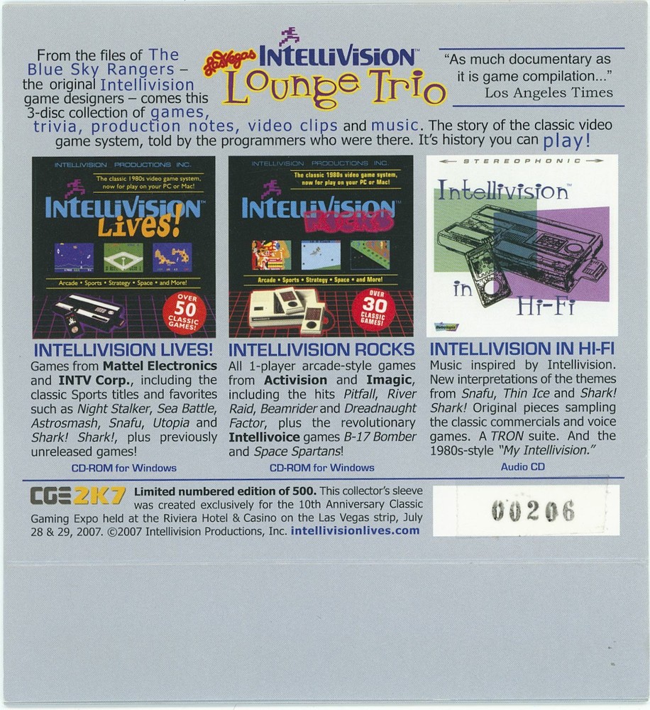 Intellivision Lounge Trio Empty Sleeve