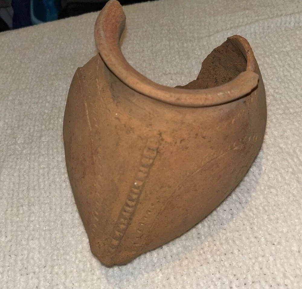 Broken Handmade Ceramic Mayan Shoe Vase 10”