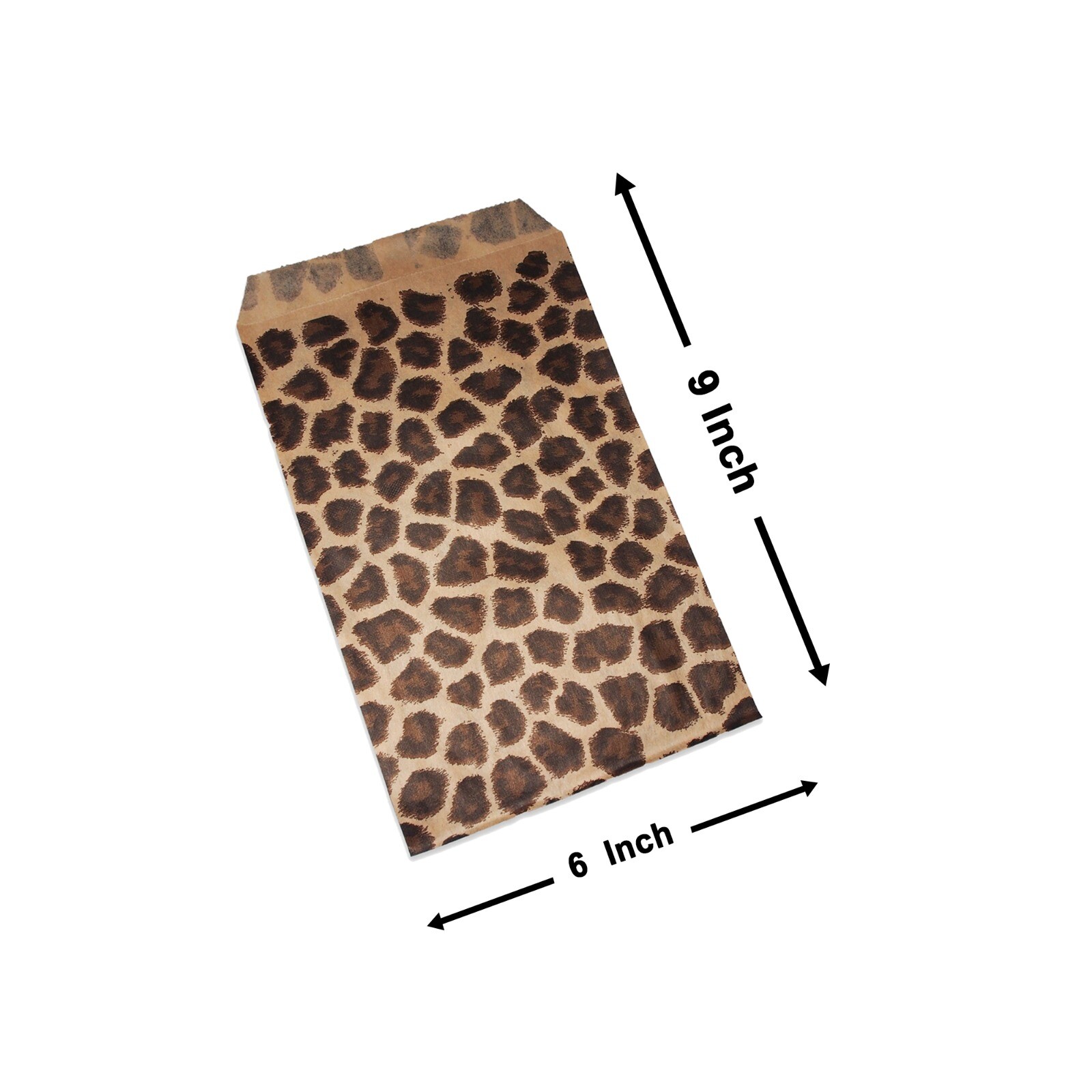 Leopard Print Flat Paper Bags Cheetah Gift Wedding Candy Party Jewelry 100 Pcs