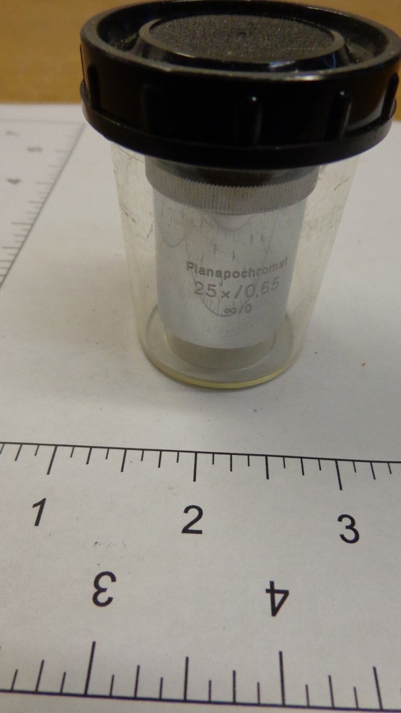 Zeiss Jena Planapochromat Microscope Objective 25x/0,65 ∞/0 Lens w container