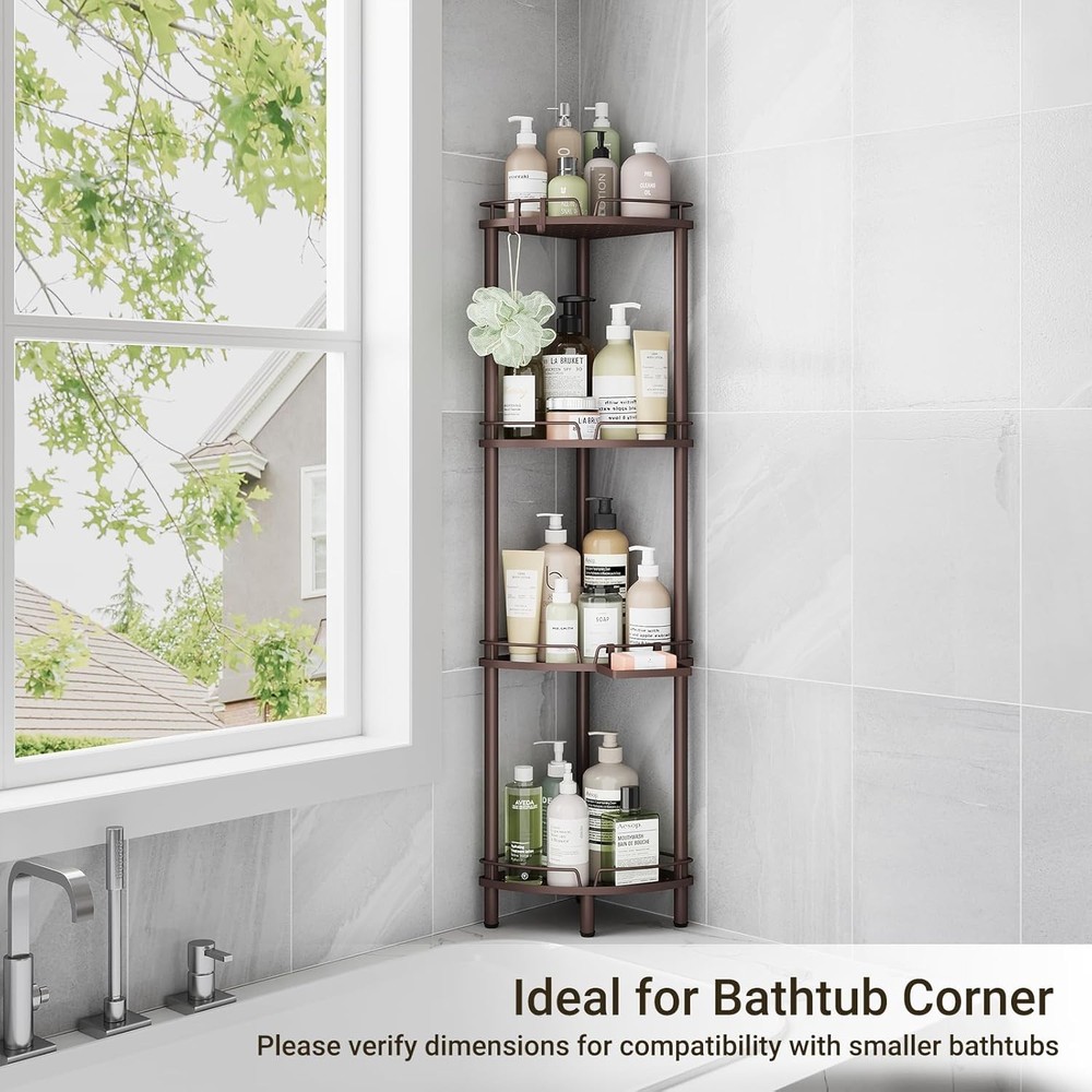 Corner Shower Caddy Standing, 4 Tier Rustproof Metal Shower Organizer