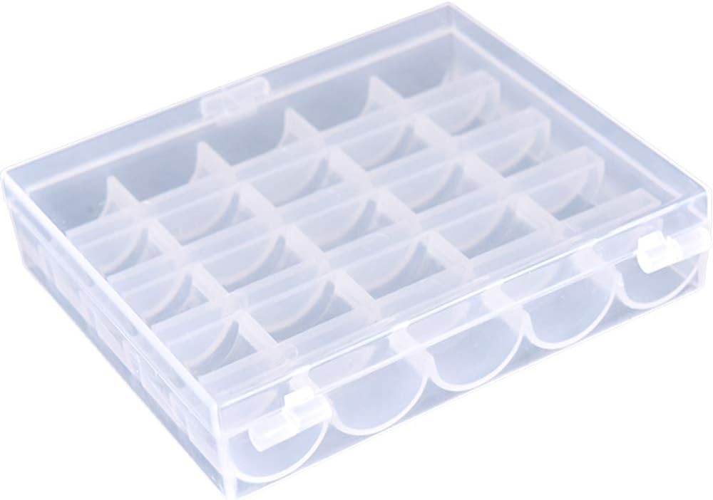 2 Pack 25 Slots Empty Bobbin Spool Box Plastic Storage Case for Sewing Machine