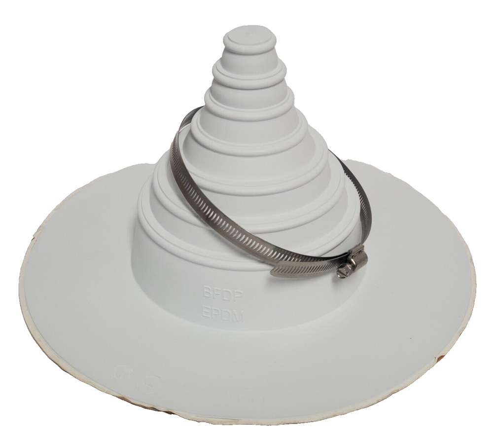 1" - 6" WHITE UNIVERSAL TAPED PIPE BOOT PEEL AND STICK PS