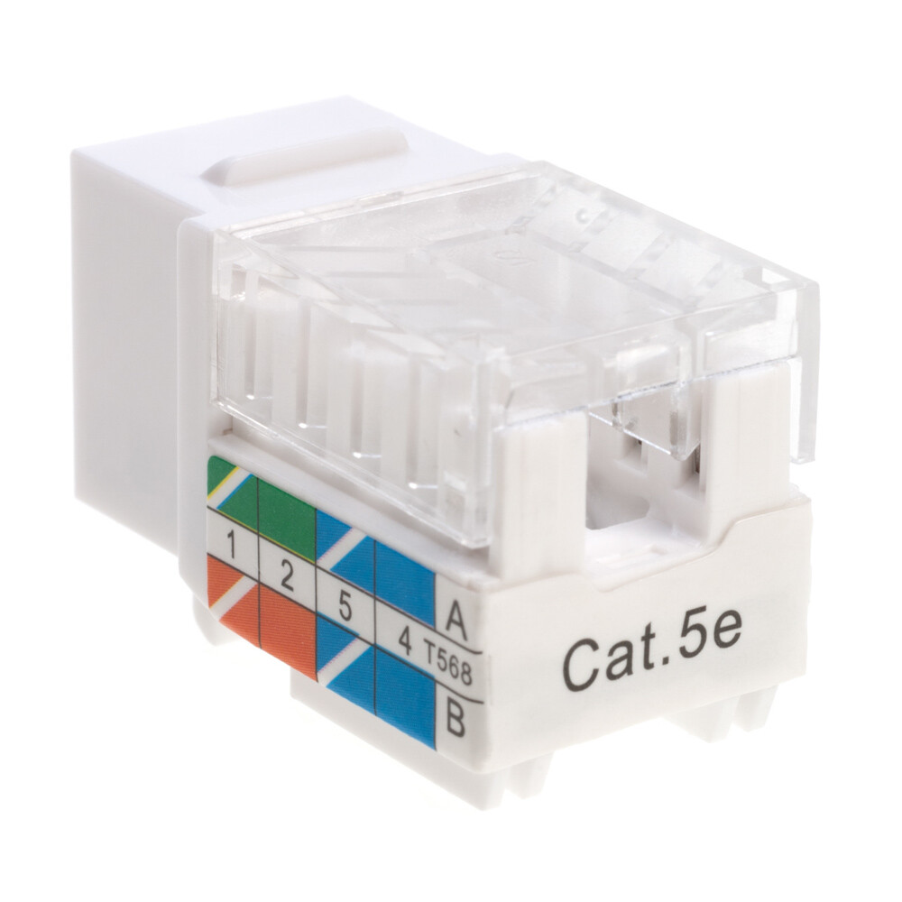 5 pack Cat5e 45° Angled Keystone Jack Network 110 Punchdown 8P8C Cat White