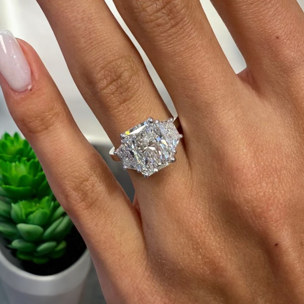 Wedding 14k White Gold Ring Radiant Cut 4.16 Ct Lab Grown IGI Diamond