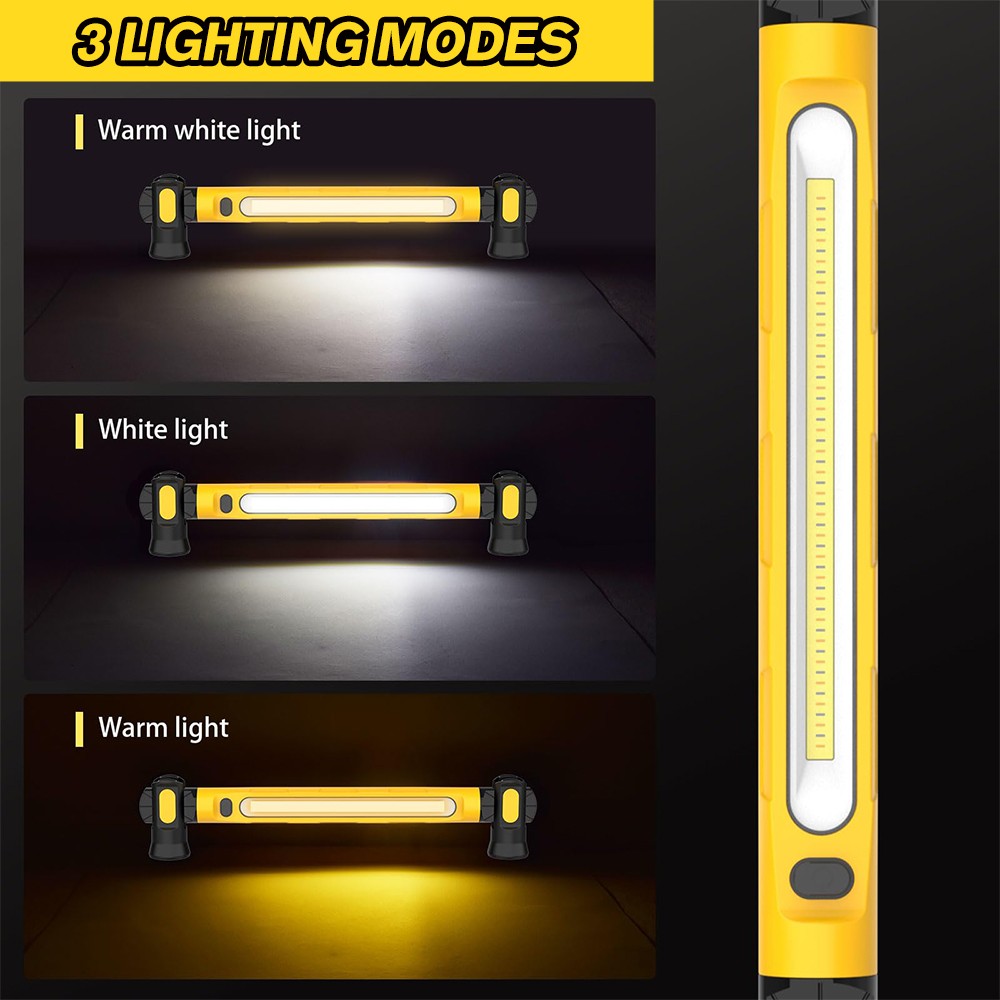 Magnetic LED Work Light Bar, 6000mAh Rechargeable Inspection Lamp 3 Color Modes