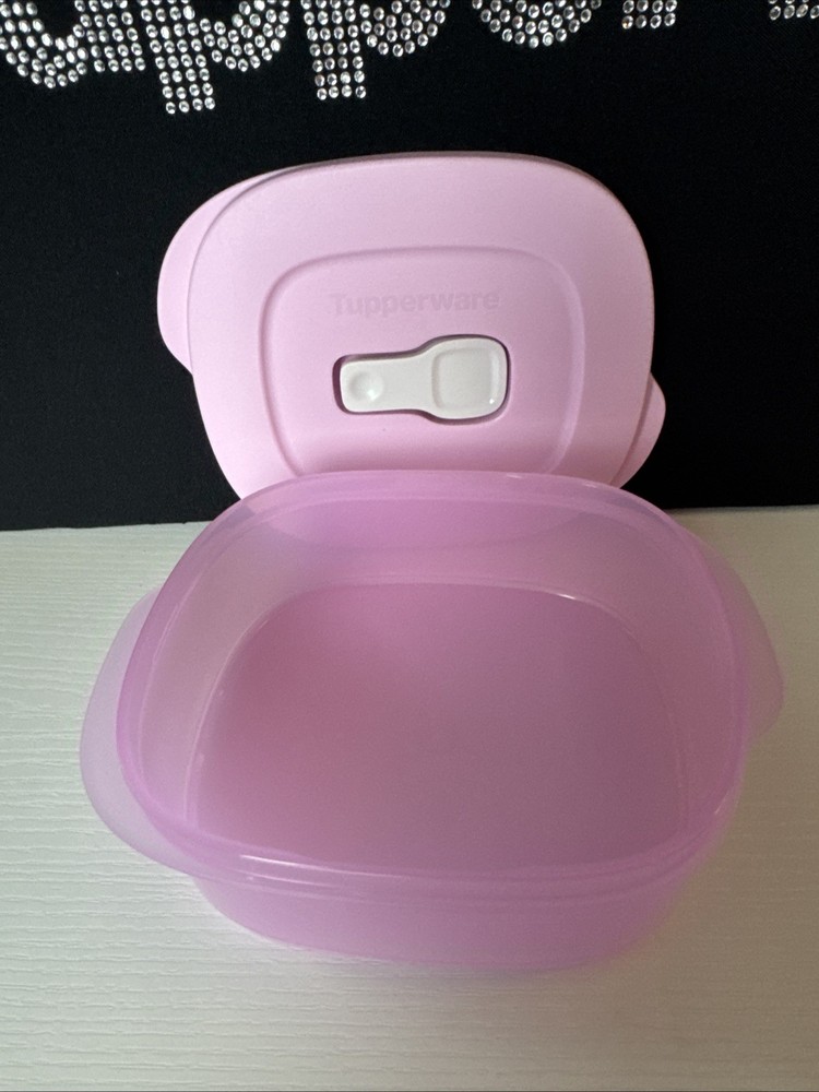 Tupperware CrystalWave Microwave PLUS Mini Square Container 500ml / 2 Cup Pink