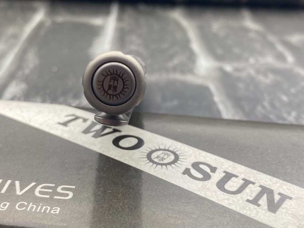 TS-Gray Checkered Tactical Titanium Body Push Button Mechanism Pen