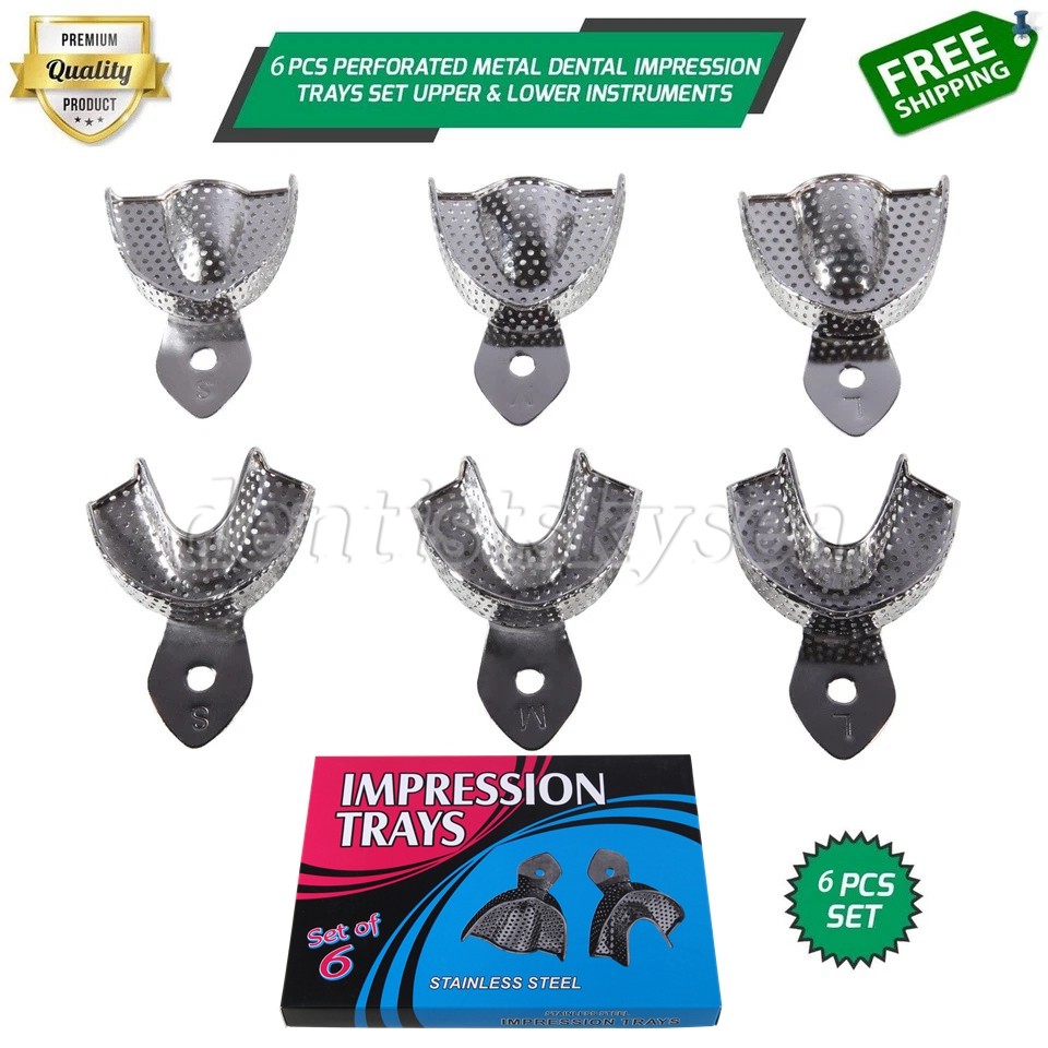 6 Dental Impression Trays set PERFO Denture Instruments PR