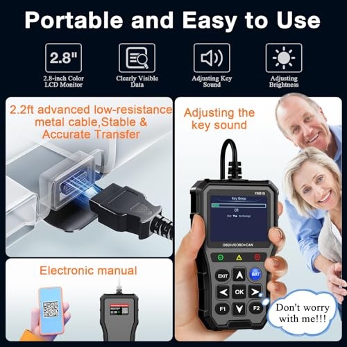 OBD2 Scanner with Battery Tester - Check Engine Light & Emissions Readiness,