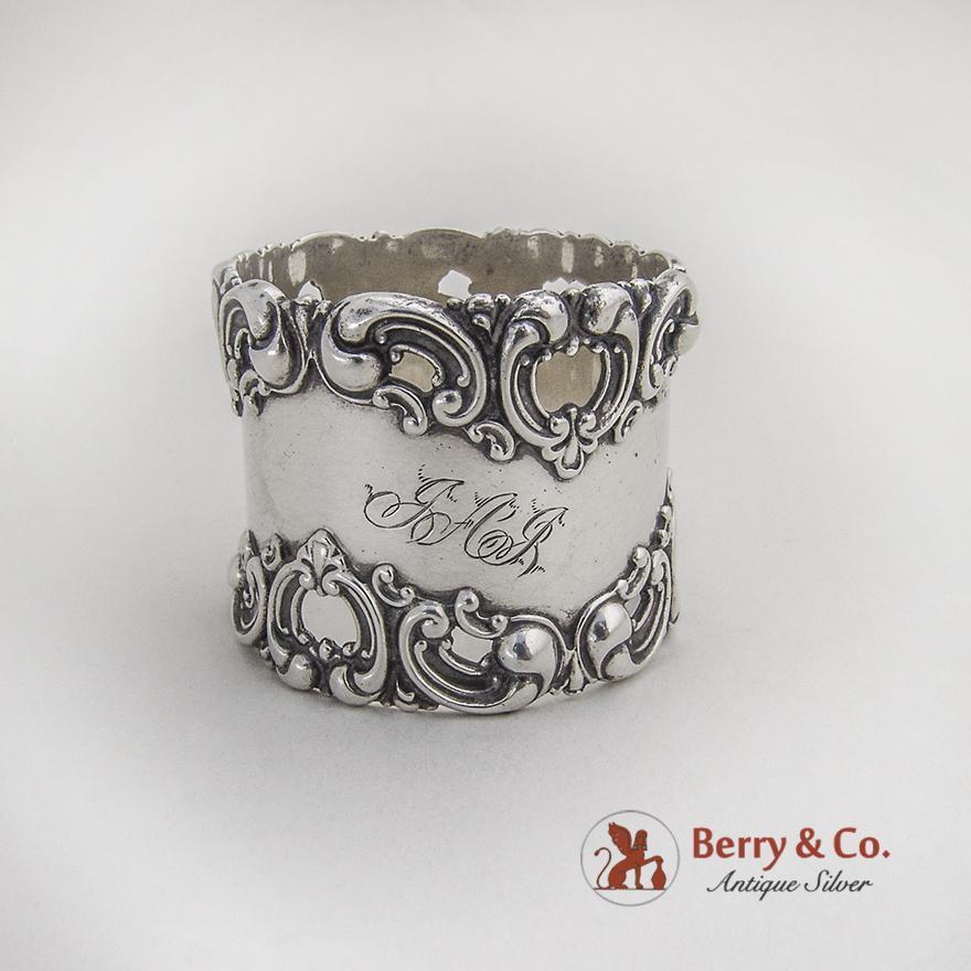 Heart Scroll Openwork Napkin Ring Frank M Whiting Sterling Silver 1900