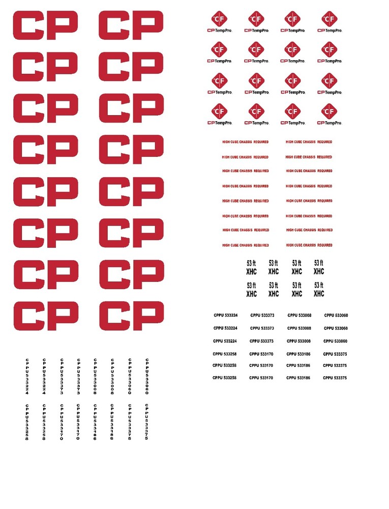 HO Scale Container Decals. " Canadian Pacific "