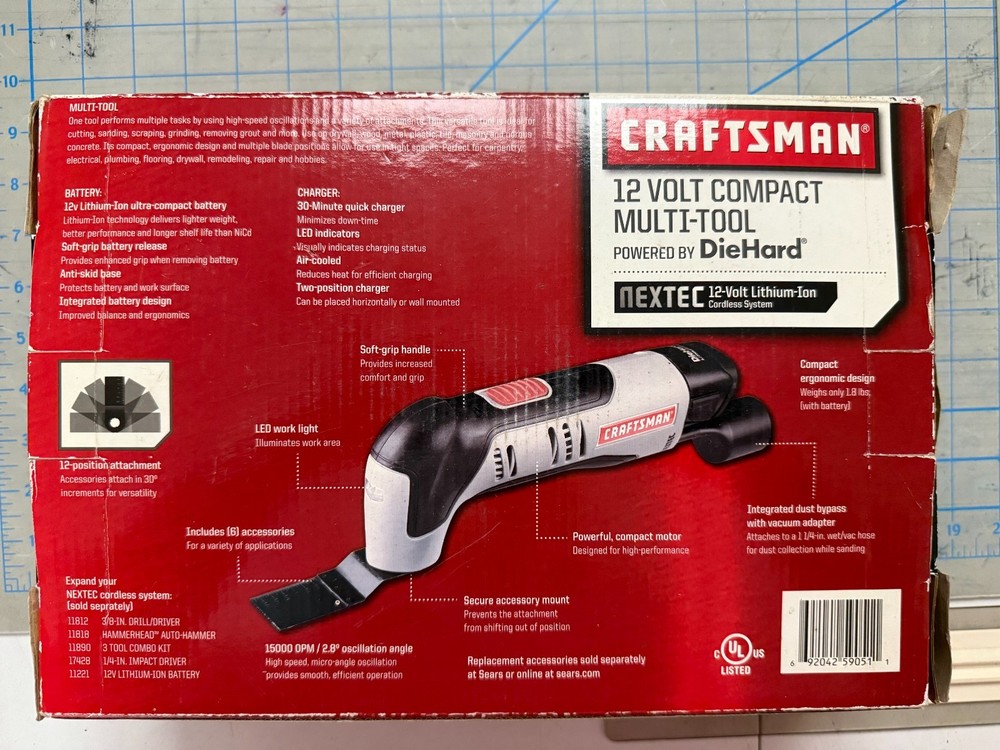 NEW Craftsman Power 12 Volt Compact 6 pc Multi Tool Sander Grinder Cuts 917438