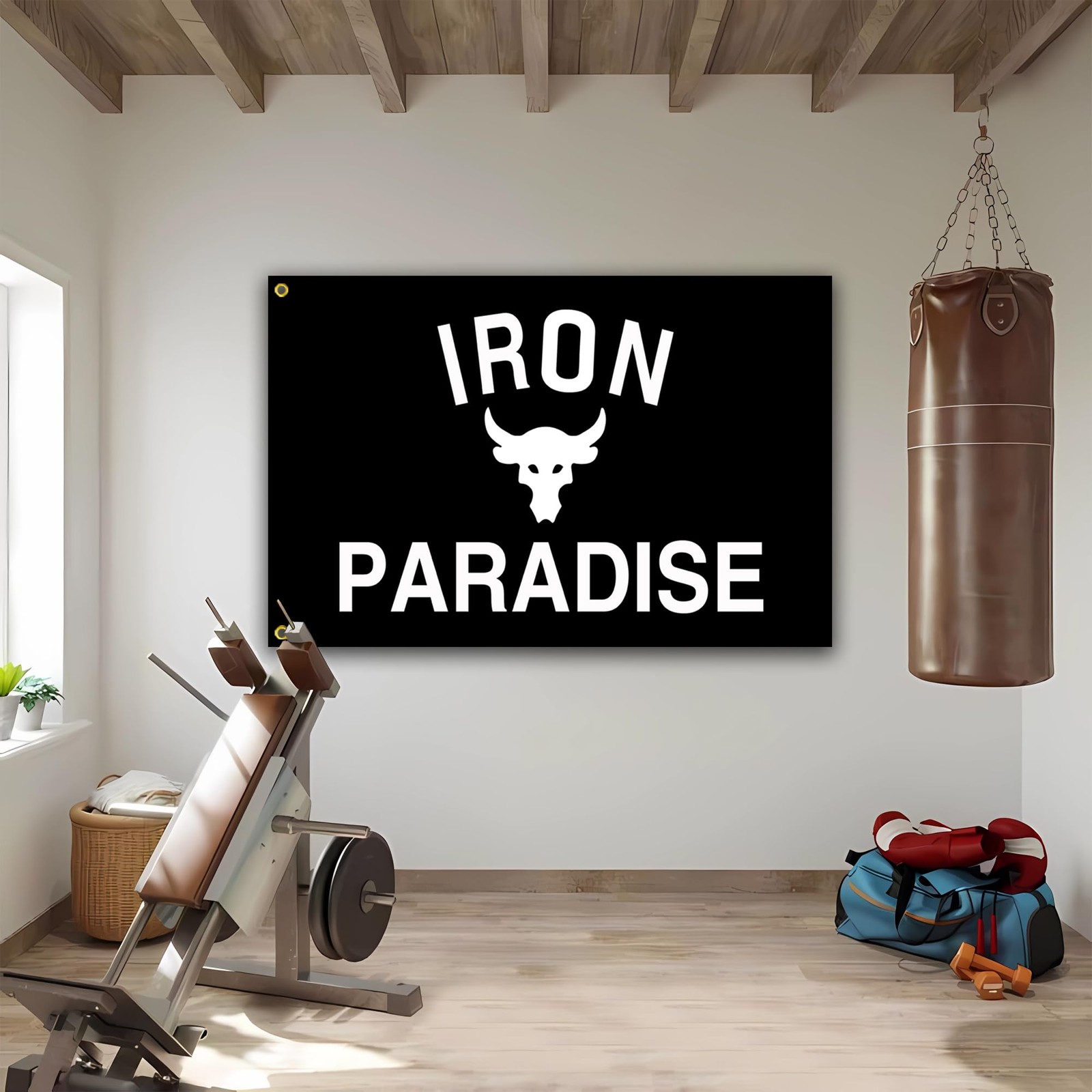 Iron Paradise Flag 3x5 Ft Motivational Flag Fitness Inspirational Flags for R...