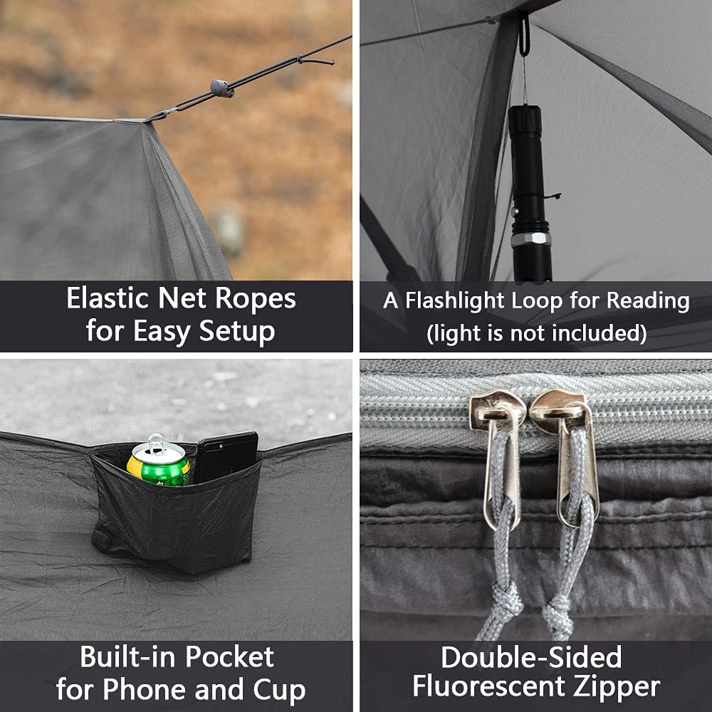 Sunyear Camping Hammock with Net & Rain Fly - Portable Double with...