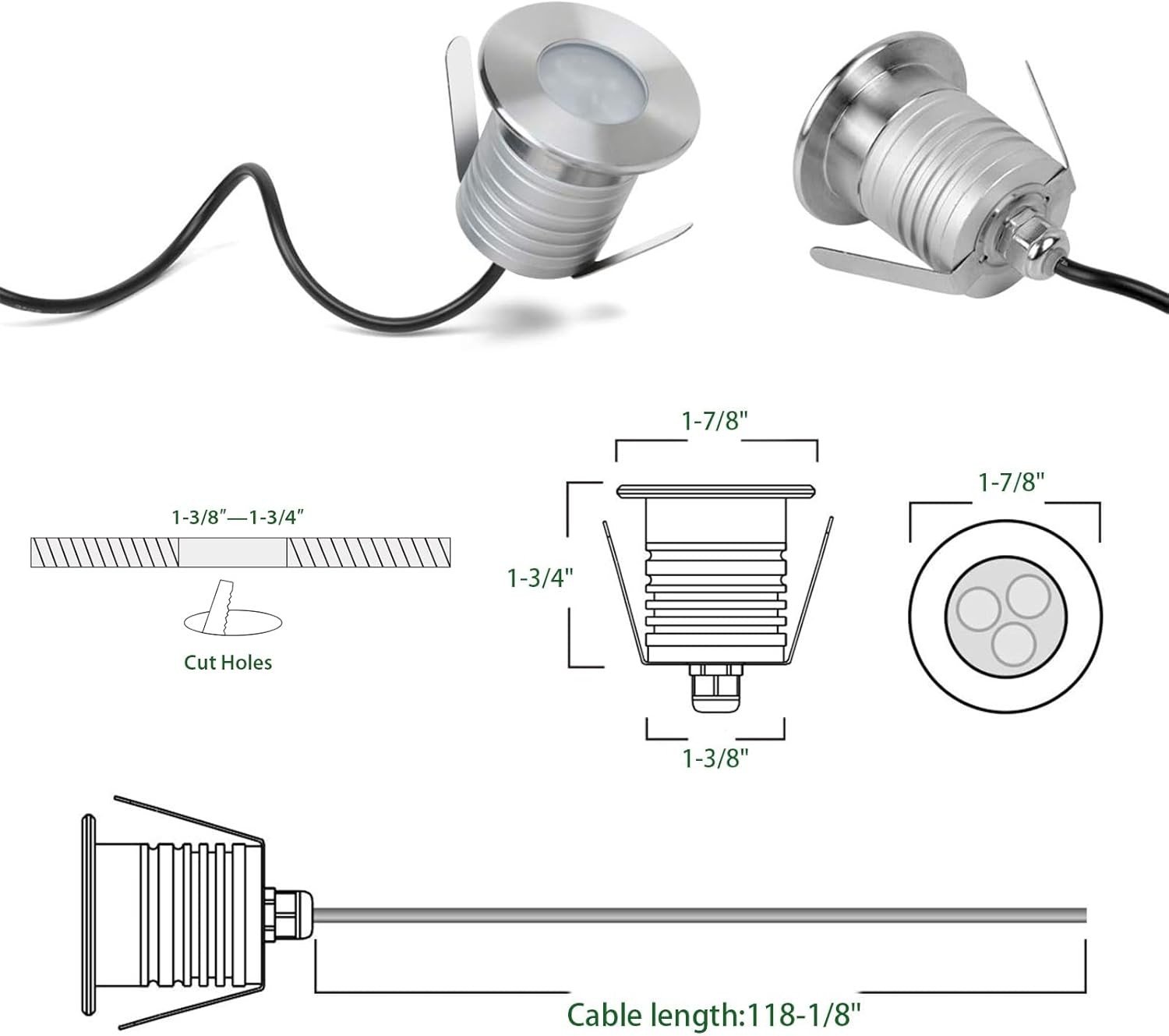4Pack LED Pool Light Dimmable Warm White 3000K 3W Low Voltage Underwater Pond Li