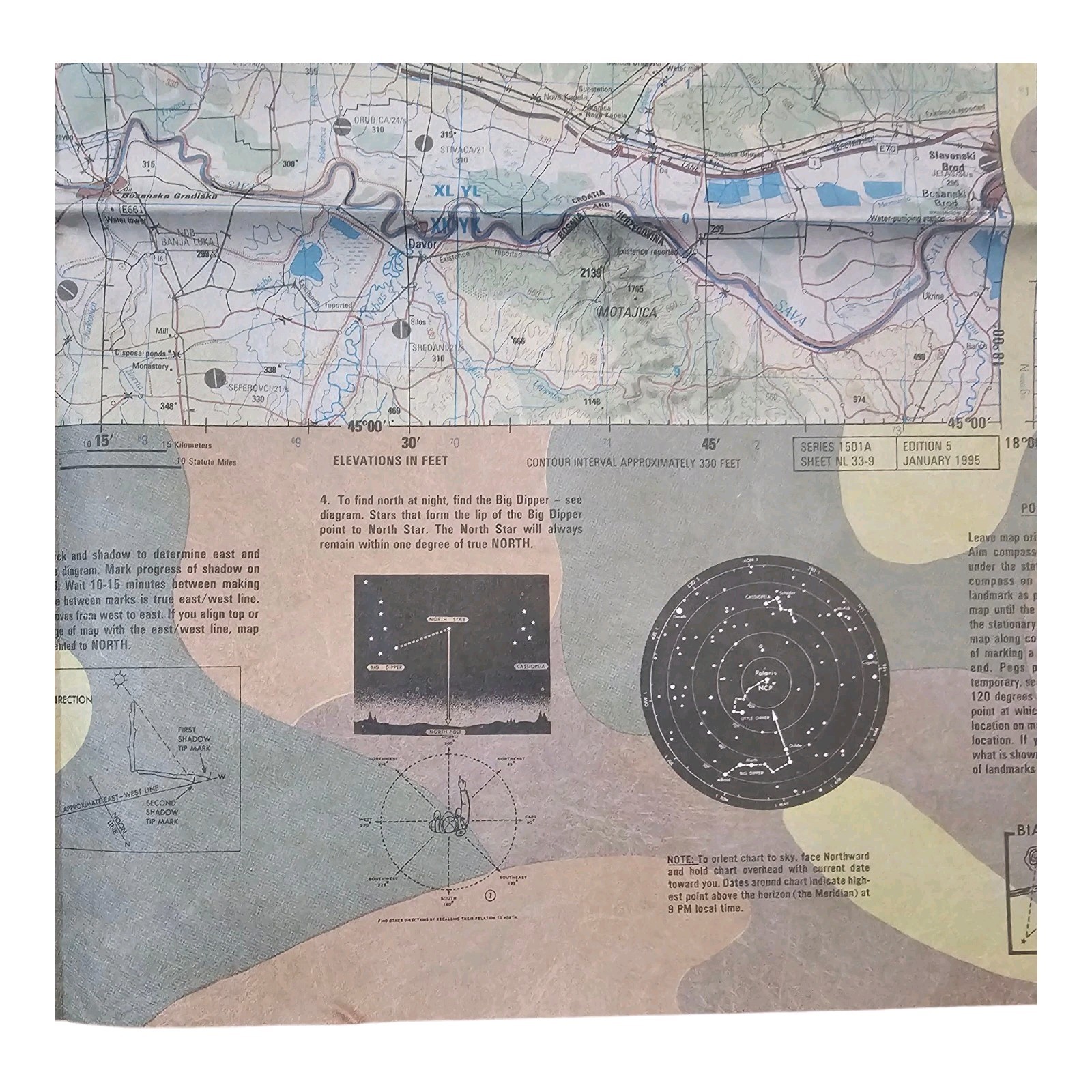1995 Evasion Chart (EVC) Map NL-33B Austria, Bosnia, Herzegovina, And More!