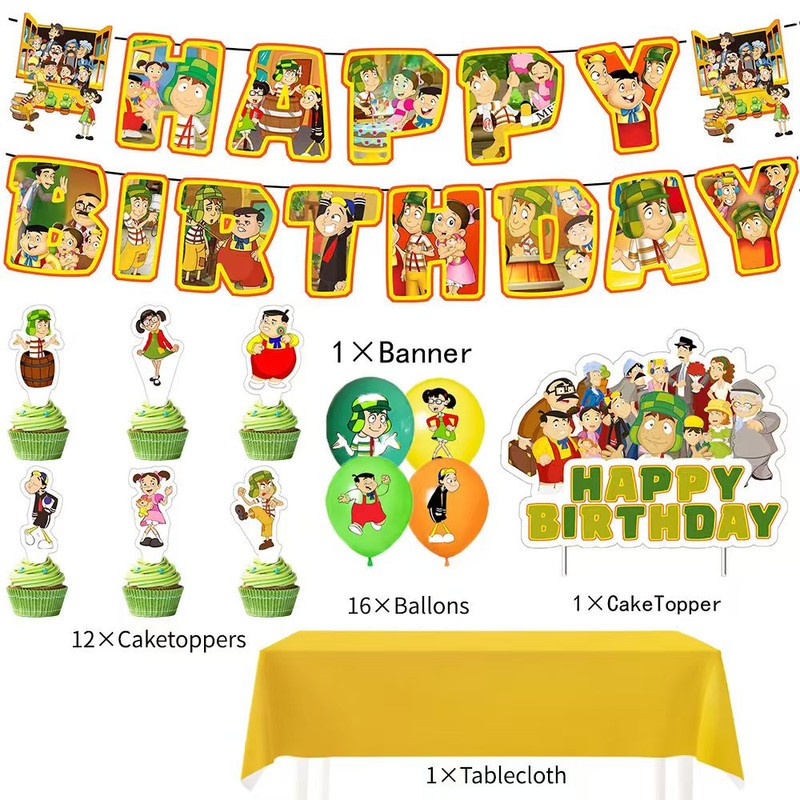 El Chavo Del Ocho Party Decoration Balloons Tablecloth Banner Cake Supplies Set