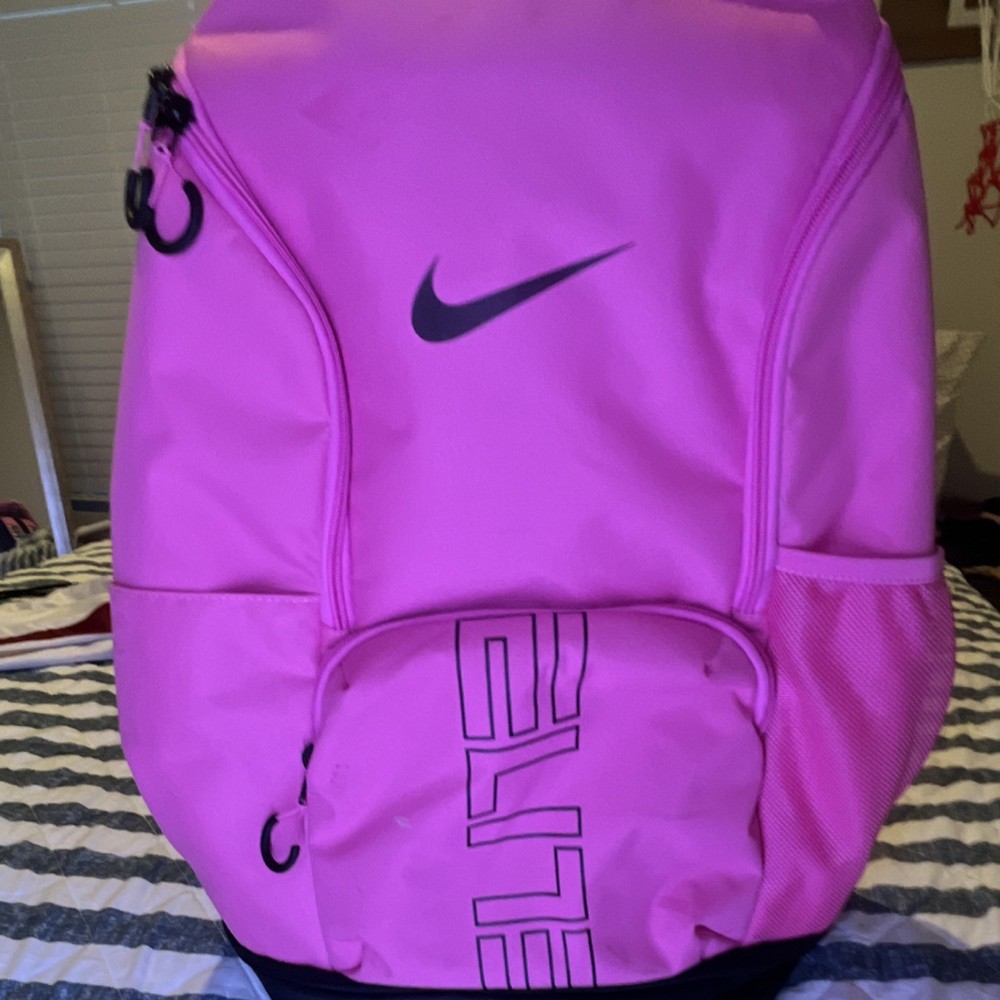 Nike Elite Pink Polyester Gym Bag Backpack Zipper 3 Pockets Adjustable Strap