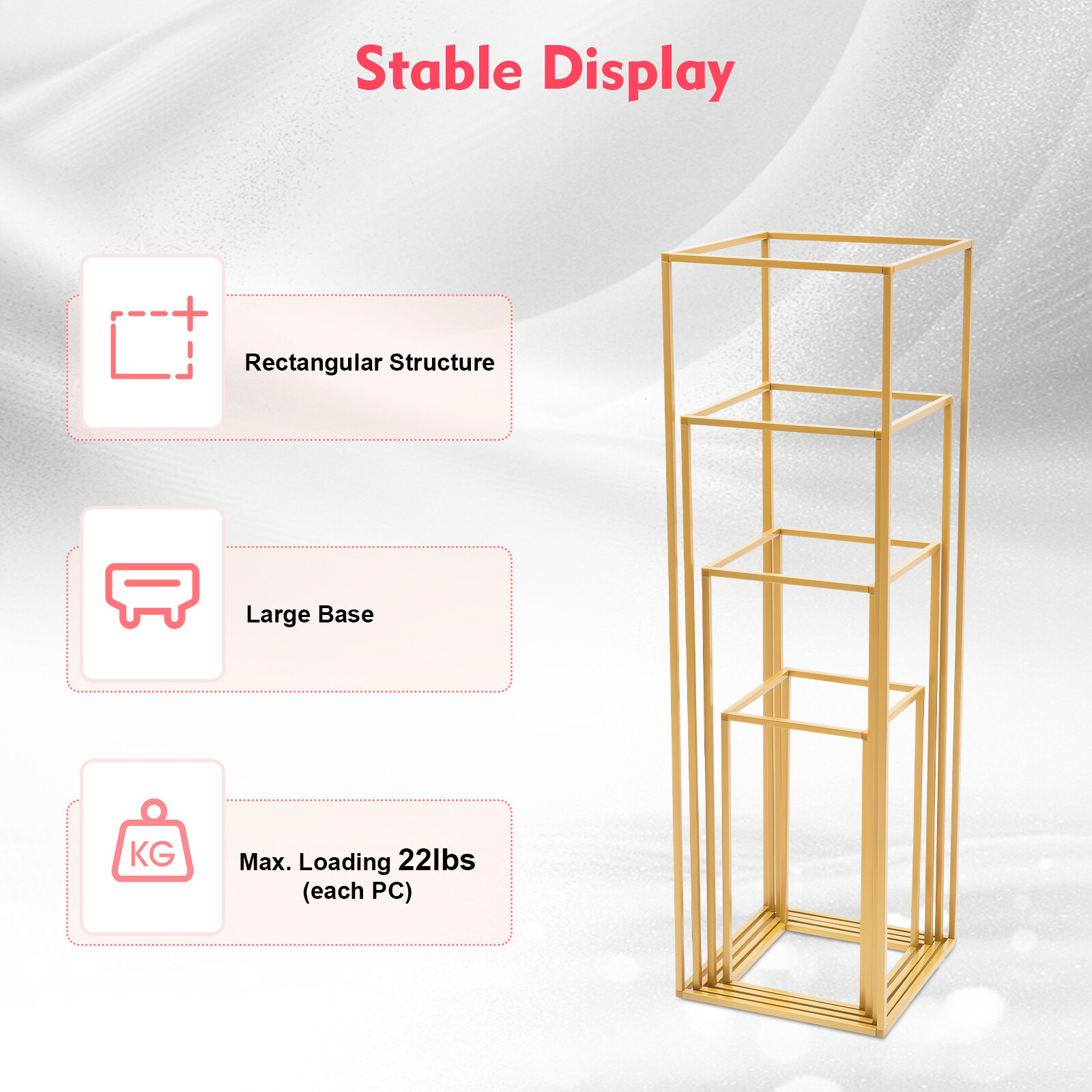 4Pcs Gold Metal Flower Stand Flower Holder Display Shelf For Wedding Party Decor