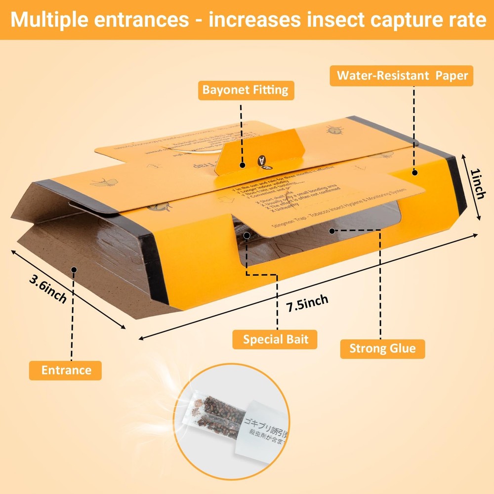 24-Pack Roach Traps Indoor - Killer Glue for Cockroach Infestation Control