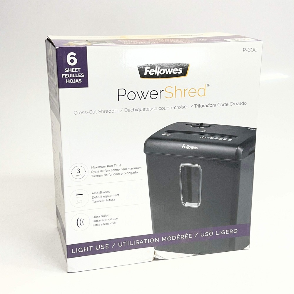 FELLOWES PowerShred 6 Sheet Cross-Cut Shredder P-30C